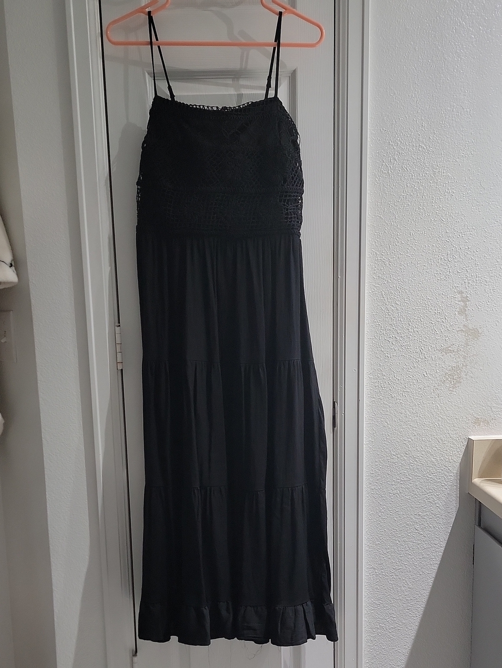 Trixxi Black Maxi Dress with Crochet Bodice